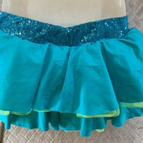 Revolution Dancewear Womens S Skirt Blue Tiered Poof Ruffle Tutu Sequin Costume - Picture 8 of 10